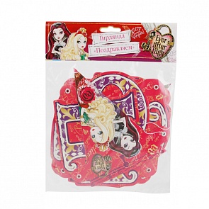 Праздничная гирлянда Поздравляем, дизайн Ever After High, 1,9 метра (Веселый праздник, G-EAH-PZ-01sim)